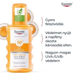 EUCERIN Sun Oil Control Dry Touch Színtelen Napozó Spray SPF50 (200 ml)