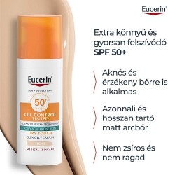 EUCERIN Sun Oil Control színezett napozó krém-gél arcra light SPF50+ light (50 ml)